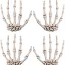 2 Pairs Halloween Skeleton Hands Plastic Hand Skeleton Model for Halloween Decoration Terror Scary Props