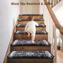 Brakki Bullnose Stair Treads for Wooden Steps, Non Slip Stair Carpet for Indoor Runner and Pets, Soft Edging Staircase Protectors Reusable, Washable, 29.5"x9.5"x1.5" 14pcs, Black