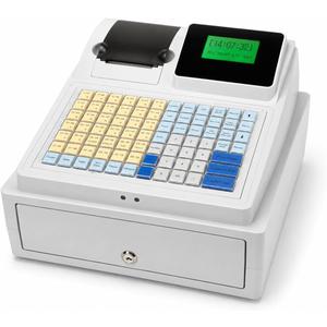 Electronic Cash Register POS System with Receipt Printer, Simple Cashier Register for Small Business, Restaurant and Retail, Manual Override, Cajas Registradoras para Negocios (White Cash Register)
