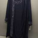 R&M Richards Women's 2-Piece Sheer Jacket Dress Set - Beaded Trim & 3/4 Sleeves - Cocktail, Party & Formal Occasions Navy 22W