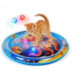 Thickened Cat Water Sensory Play Mat with 2 Attractive Balls, Cat Water Bed Toy for Cats Dogs Kittens Puppies Pets