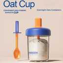 2 Pack Overnight Oats Containers with Lids and Spoons, 13.5 oz Breakfast Yogurt Cup to Go, for Milk, Cereal, Oatmeal (Blue+Green)