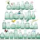 Glass Bud Vases in Bulk Set of 30 Pcs,Small Glass Vases for Flowers as Wedding Centerpieces for Tables,Clear Flower Vases Suitble for Wedding Decorations,Home Decor (Dark Green, 30 pcs)