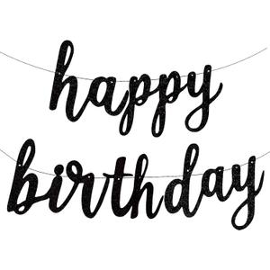 Happy Birthday Banner for Birthday Party Decorations (Black connected)