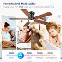 Brown RGB Ceiling Fans with Lights - 46" Flush Mount Ceiling Fan with Remote APP, RGB+3CCT Dimmable Led Light, Reversible 6 Wind Speeds&2H Timer, Low Profile Modern Fan Light Fixture for Bedroom Party