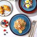 LeRatio Ceramic Dinnerware Sets for 6,Porcelain Plates and Bowls Sets,Handmade Reactive Glaze Dishes Set,Chip Resistant and Scratch Resistant | Oven&Dishwasher & Microwave Safe)-Colorflu(18PCS)