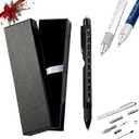 One Pen Nine Functions for Men, 9 in 1 Multitool Pen with LED Light, Screwdrivers, Stylus, Ruler, Bottle Opener, Level, Ballpoint Pen  Gifts for Men Dad Him Husband (Black)