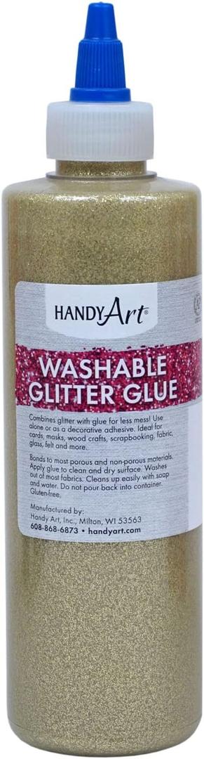 Handy Art Washable Glitter Glue 4 ounce, Gold (8 oz.)