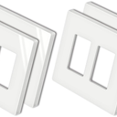 BESTTEN [4 Pack] 2 Gang MidSize Screwless Wall Plate, USWP4 Glossy Off White, Midway Decor Outlet Cover, Midsized Switch Plate, H4.88" x W4.93"