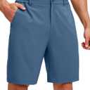 G Gradual Men's Golf Shorts with 5 Pockets 9" Light Weight Stretch Quick Dry Casual Dress Work Shorts for Men (Blue, L)