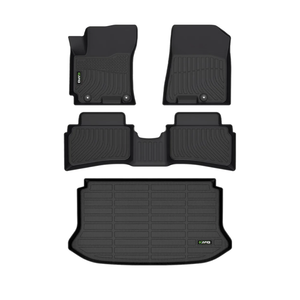 Floor Mats & Cargo Liner Set Fit for 2020-2026 Hyundai Venue (Cargo Liner Only Fit The Upper Layer) All Weather Protection TPE Anti-Slip Car Full Set Floor Liners Custom Accessories-Black