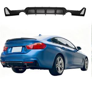 Rear Diffuser Compatible with 2014-2020 BMW 4 Series F32 F33 F36 M-Performance Style Matte Black Rear Bumper Lower Lip Diffuser Double Exhaust One Outlet