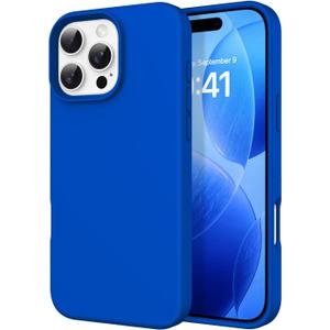 DOMAVER Case for iPhone 16 Pro Max 6.9'' Smooth Liquid Silicone Soft Gel Rubber Microfiber Lining Cushion Cover Shockproof Protective Phone Cases Compatible with iPhone 16 Pro Max-Klein Blue