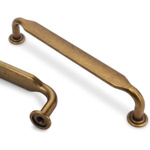 10 Pack 5 Inch Cabinet Pulls Antique Brass Kitchen Cabinet Handles Zinc Alloy Drawer Pulls Solid Cabinet Hardware (5'' Hole Center(128mm))