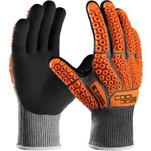 COOLJOB A5 Cut Resistant Gloves with Impact Resistant TPR, Touchscreen Nitrile Dipped Safety Work Gloves with Grip, 1/3 Pair (Medium)