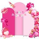 Chiara Arch Backdrop Set - Pink Ensemble with Party Banner - Spandex Fitted Wedding & Birthday Covers 4ft, 5ft, 6ft