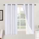 H.VERSAILTEX Primitive Linen Curtains 100% Blackout Curtain Drapes Burlap Curtains with White Thermal Insulated Liner, Grommet Top Drapes Living Room/Bedroom (2 Panels, 42 x 63 Inch, Bright White)