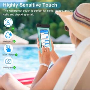 IP68 Large Floating Waterproof Phone Pouch, Water Proof Cell Phone Dry Bag, Waterproof Phone Case for iPhone Galaxy Google, Purple (Up to 7")