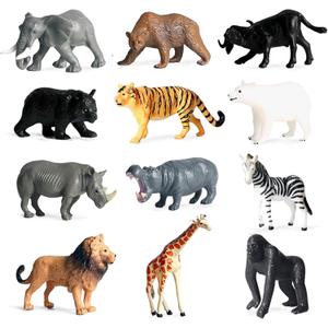 RUSON 12 Pcs Mini Safari Animals Figures Toys, Realistic Jungle Zoo Animal Figurines Cake Topper Toy Set Christmas Birthday Easter Egg Gift Party Supplies for Kids Toddlers