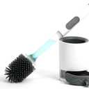 REDANT Toilet Brush and Holder Set, Silicone Toilet Bowl Brush/Cleaner Scrubber, Reusable Bathroom Cleaning Supplies with Cleaners Dispenser, Drip-Proof, Apartment/rv Essentials, Grey, 1PC