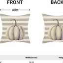 Fall Pillow Covers 16x16 Inch Set of 2,Grey Pumpkin Throw Pillows Case,Gray Stripes Autumn Outdoor Decorative Square Linen Farmhouse Harvest Decor Cushion Covers for Home Sofa Bed Couch