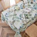 Randall Colorful Leaf Printed Rectangle Decorative Tablecloth 60"x84"x1 Wrinkle Free and Spillproof Oblong Table Cloth Cover for Home Kitchen Dinning and Party(6-8 Seats, Blue/Green/Tan)