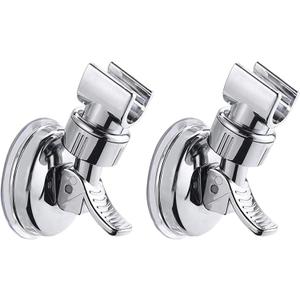 BlingKingdom 2pcs Adjustable Shower Head Holders, No Drill Shower Mounting Brackets Removable Handheld Showerhead Clips Bathroom Suction Cup Handheld Shower Head Bracket (Silver)