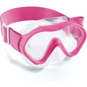 Aegend Kids Swim Goggles Snorkel Diving Mask for Kids Youth 3-15, Knitted Fabric Strap, Anti-Fog 180 Clear View (1 Pack-rose Red)
