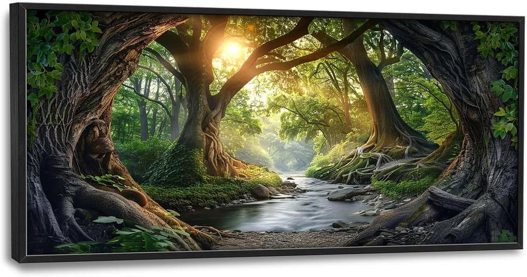Rainforest Large Wall Art Forest Landscape Sunrise Pictures Nature Scenery Wall Decor Canvas Print Painting Artwork for Bathroom Living Room Bedroom 60L"x30W"