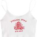 Floerns Women's Sleeveless Camisole Letter Print Crop Cami Top XS