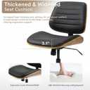 Sytopia Small Desk Chair for Home Office, Adjustable Height Swivel Armless Office Chair No Arms, Mid Century Modern Chair with Wheels, Walnut Wooden Sturdy Furniture, Easy Assembly, Vintage Black