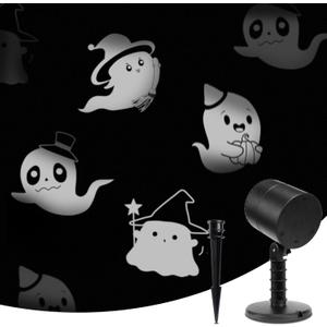 LED Halloween Decoration, Ghost Rotating Projector Yard Stake Lights, Indoor Outdoor Landscape Night Light for Home Thealter, Ceiling, Room, Patio, Garden, Halloween, Bedroom Decor