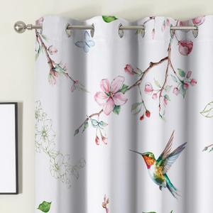 Floral Curtains, Blackout Curtains 84 Inch Length 2 Panels Set, Spring Decor for Home, Light Blocking Thermal Insulated Drapes with Grommet for Bedroom, Bathroom, Livingroom