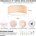 18" Flush Mount Ceiling Light,Linen Drum for Bedroom | Modern 3-Light recessed light fixture,For Living Rooms,Dining Room, hallways, Kitchens