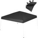 Canopy Replacement Top Only, Waterproof Pop-Up Canopy Tent Top Cover with Ropes, Instant Canopy Top Sunshade Silver Coated for Outdoor Garden Patio Camping (Black, 8x8FT)