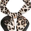 WDIRARA Women's Leopard Print Square Scarf Large Head Bandana Sleeping Hair Wraps Streetwear (Black Brown)