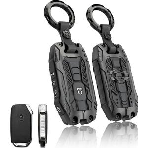 Heavy Key Fob Cover for kia, Key Fob Case Protector Accessories Fits for Kia Cerato Ceed Forte NIRO Sorento Seltos Soul Telluride 5 Buttons Smart Key (Black)