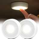 EZVALO LED Puck Lights, Rechargeable Battery Touch Light, 2.5'' Mini Tap Lights, Wireless Closet Light, Under Cabinet Lighting, 3 Color Temps, Sitck On Lights for Kitchen,Closet,Pantry,Shelves(2 Pack)