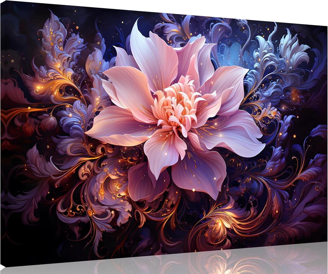 TutuBeer 1 Panel Purple Flower Pictures Purple Paintings Abstract Flower Pictures Wall Decor Abstract Flowers Print on Canvas Plum Color Wall Art for Home Decor Stretched and Framed 30x40 inch (40L" x 30W")