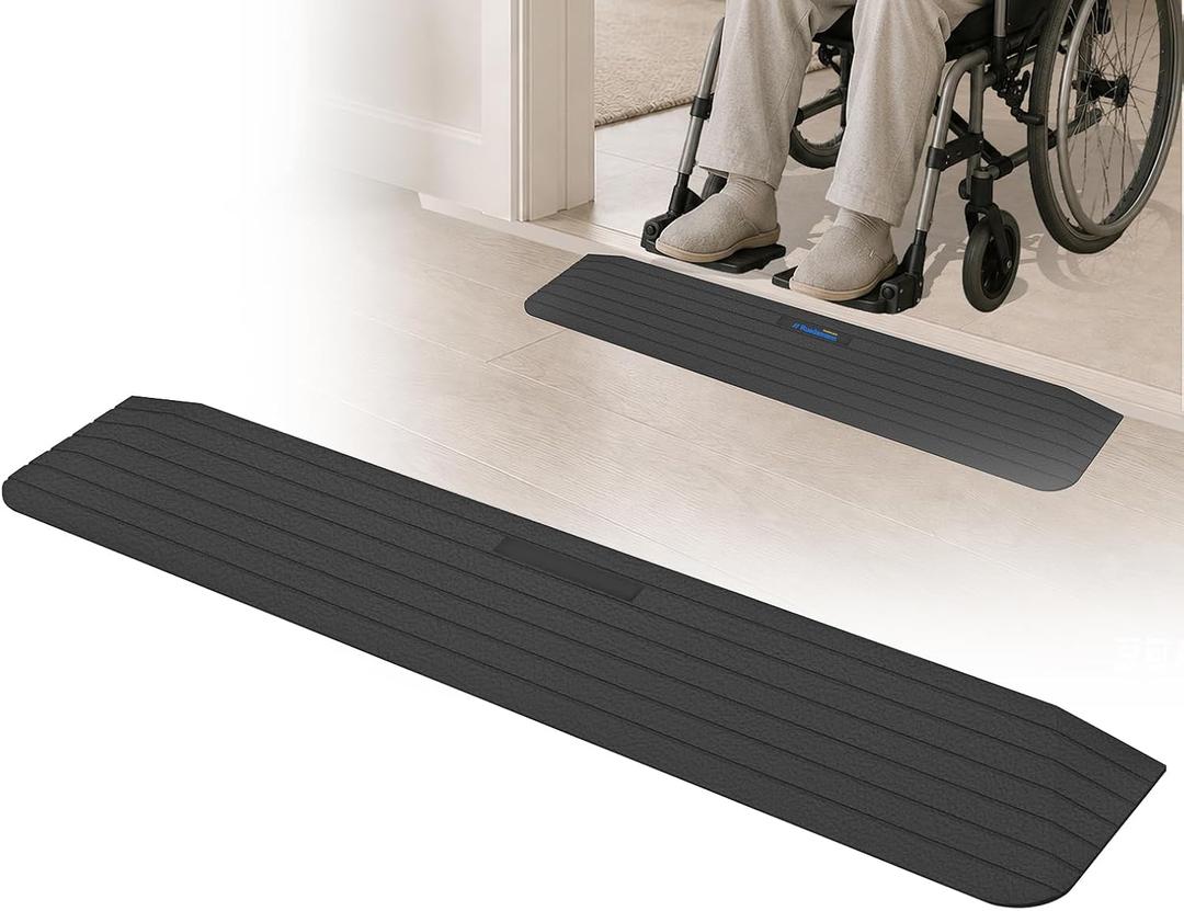 Ruedamann 2200 lbs Heavy-Duty Threshold Ramp, 1" Rise Rubber