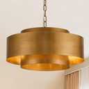 20" Vintage Gold Metal Drum Chandelier, 4-Light Farmhouse Light Fixture