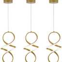 MAYNA Spiral Kitchen Island Pendant Lights, Led Chandelier 3 Pack (Gold)