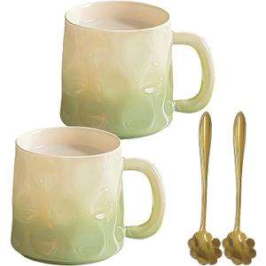 Ceramic Coffee Mugs Set of 2-12oz Porcelain Coffee Cups with Handle, Latte Mug, Big Mug for Women, Men, Great for Tea Hot Chocolate, Microwave Safe, Modern, 25.99 inches x 3.3 inches