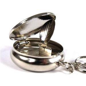SmartDealsPro Stainless Steel Portable Pocket Circular Ashtray Key Chain with Cigarette Snuffer