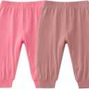 Baby Boys Girls Bamboo Viscose Jogger Pants Infant Toddler Bloomers Kids Harem Pants (Pink)