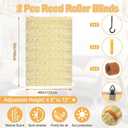 DoubleFill 2 Pcs Bamboo Shades Outdoor Reed Roll up Blinds 48" W x 72" H Blackout Sunshade Cordless Bamboo Blinds for Home Porch, Patio & Windows Decor Shutters Sunlight Privacy Screen(Natural)