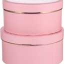 Baluue Round Flower Boxes Set of 2 with Transparent Window Pvc Lid Floral Packaging for Valentine Birthday Anniversary and Special Occasion (Pink)