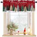 Christmas Valance for Windows Merry Christmas Tree Curtains Valances Rod Pocket Valance Window Treatments Snowflake Xmas Holiday Red Short Curtains for Kitchen Living Room Bedroom, Size: 54"W x 18"L (Pack of 1)