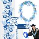 Junkin 24 Set Candy Lei Tubing Graduation Money Lei Making Kit Class of 2026 Hawaiian Congrats Grad Long Ribbons Dessert Filler for Party Graduate Gifts(Blue)