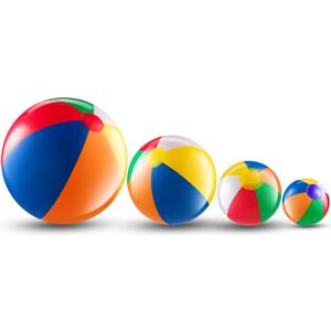 Bedwina 4-Pcs Assorted Inflatable Beach Balls - Rainbow Beach Balls for Kids in 6", 12", 16", 24" Sizes - Colorful Blow Up Pool Toys for Beach Games, Summer Party Decor & Outdoor Fun